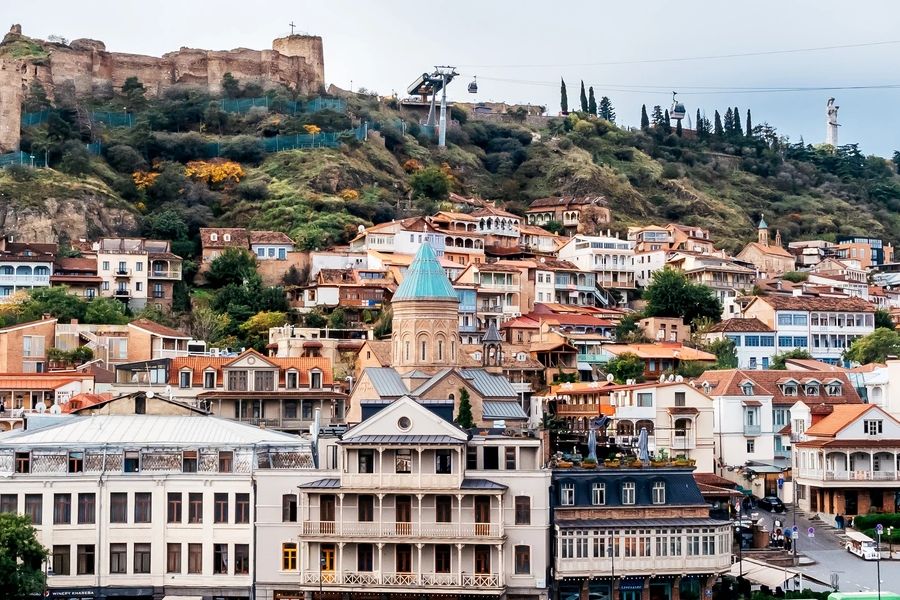 Tbilisi old town with Metekhi Church, Georgia